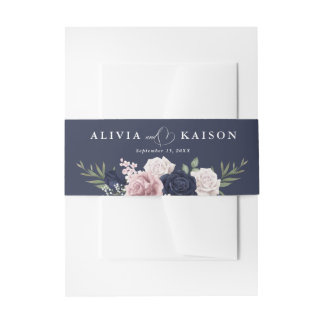 hic Elegant Blush Navy Blue Wedding Einladungsbanderole