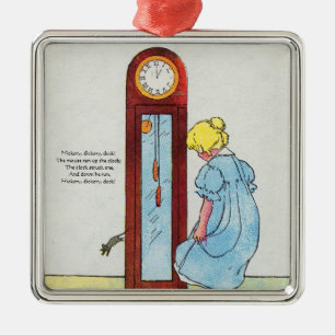 Hickory, dickory, dock! Die Maus lief die Uhr hoch Silbernes Ornament