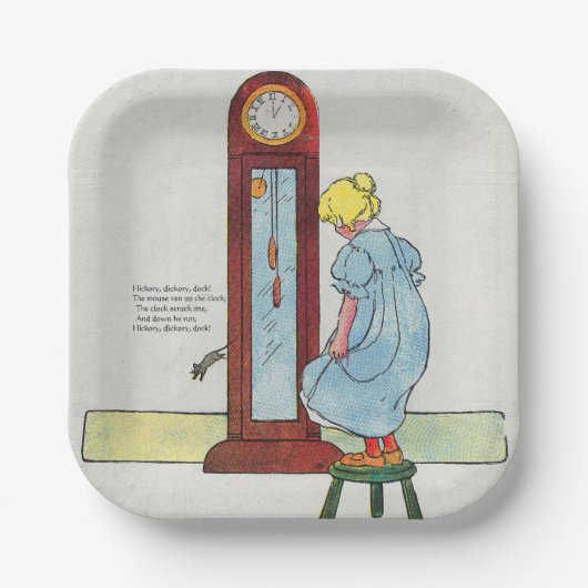 Hickory, Dickory, Dock Mutter Gänse Kinderzimmer R Pappteller (Vorderseite)