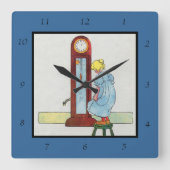 Hickory, Dickory, Dock Mutter Gänse Kinderzimmer R Quadratische Wanduhr (Vorderseite)