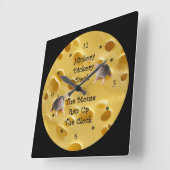 Hickory Dickory Dock ~ Schweizer Käse Quadratische Wanduhr (Winkel)