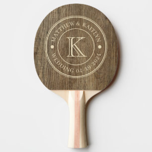 Hickory-Holz-Hochzeitsmonogramm Tischtennis Schläger