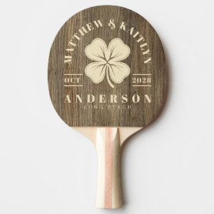 Hickory Holz Irisches Kleeblatt Hochzeitswappen Tischtennis Schläger