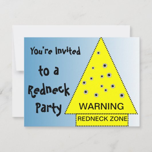 Hickparty Warnschild mit Schussgeräuschen Einladung (Vorderseite)