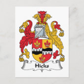 Hicks Familienwappen Postkarte (Vorderseite)