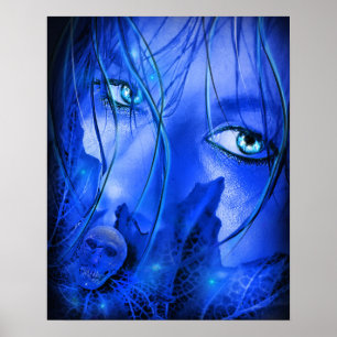HIDDEN ANGST BLAUE MÄDCHEN MIT SKULL POSTER