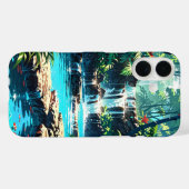 Hidden Anime Summer Dschungel Wasserfall Case-Mate iPhone Hülle (Rückseite (Horizontal))