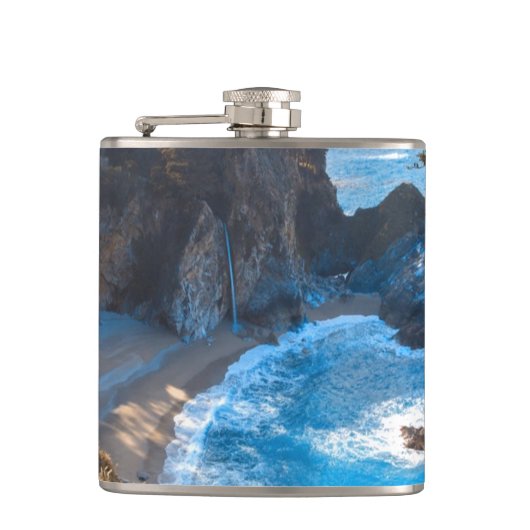 Hidden Beach Paradise Ocean Waves Flachmann (Vorderseite)