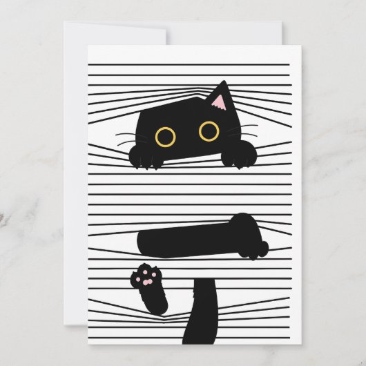 Hidden Black Cat Cute Funny Minimalist Animal Love Einladung (Vorderseite)