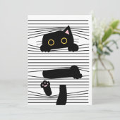 Hidden Black Cat Cute Funny Minimalist Animal Love Einladung (Stehend Vorderseite)