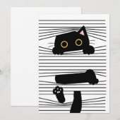 Hidden Black Cat Cute Funny Minimalist Animal Love Einladung (Vorne/Hinten)