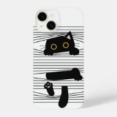 Hidden Black Cat Cute Funny Minimalist Animal Love iPhone Hülle (Rückseite)