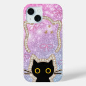 Hidden Black Cat Peeking Cute Kawaii Kitty Lovers Case-Mate iPhone Hülle (Rückseite)