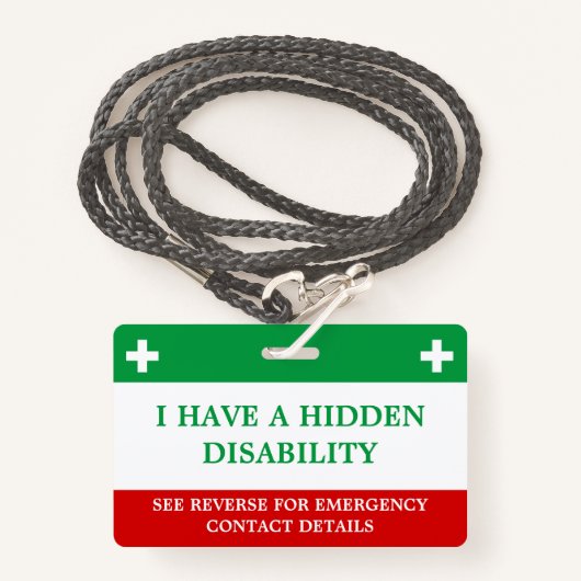 Hidden Disability Medical Alert Lanyard ICE ID Ausweis (Vorderseite mit Schlüsselband)