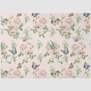 Hidden Fairy Blush Pink Floral Dragonfly Butterfly Seidenpapier