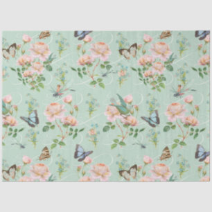 Hidden Fairy Pink Floral Minze Dragonfly Butterfly Seidenpapier