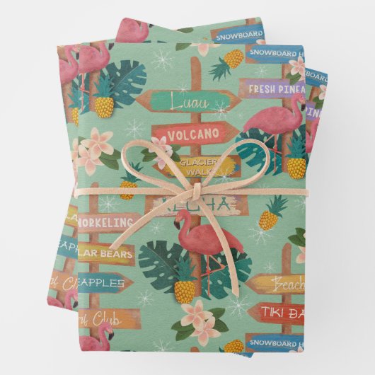 Hidden Hawaii flamingos Wrapping Paper Sheets Geschenkpapier Set (Beispiel)