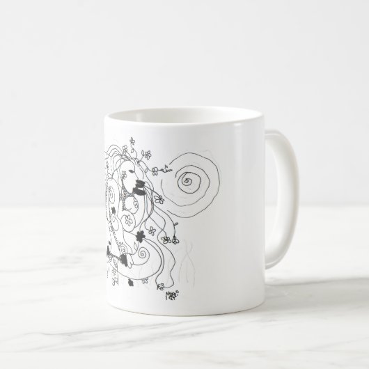 Hidden in the garden. - Ink drawing Kaffeetasse (VorderseiteRechts)