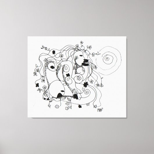 Hidden in the garden. - Ink drawing Leinwanddruck (Vorderseite)