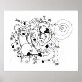 Hidden in the garden. - Ink drawing Poster