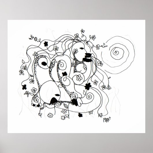 Hidden in the garden. - Ink drawing Poster (Vorne)