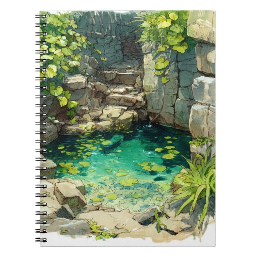 Hidden Jungle Spring Crystal Pool Art Notebook Notizblock (Vorderseite)