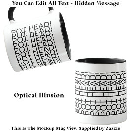 Hidden Message Pot Head Coffee 115B Funny Novelty Tasse