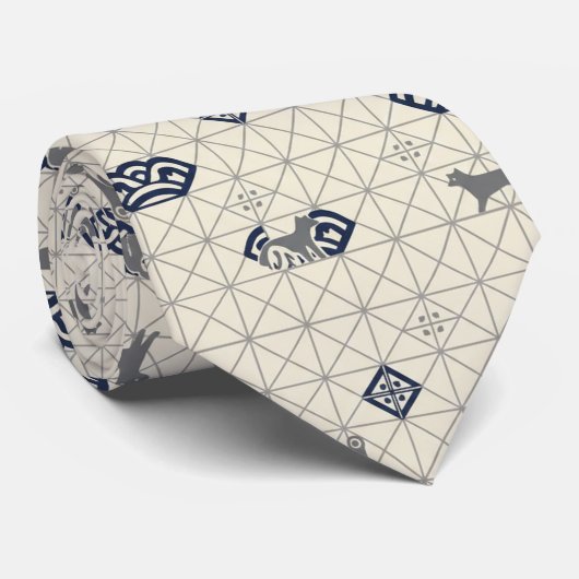 Hidden Shiba Inu Kamon Design Krawatte (Gerollt)