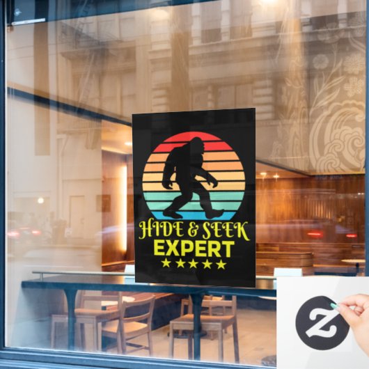 Hide and Seek Experte Bigfoot Funny Fensteraufkleber (Café-Fenster)