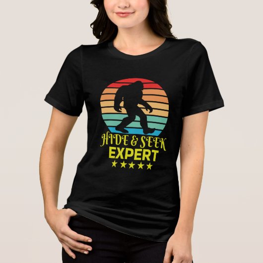 Hide and Seek Experte Bigfoot Funny Tri-Blend Shirt (Vorderseite)