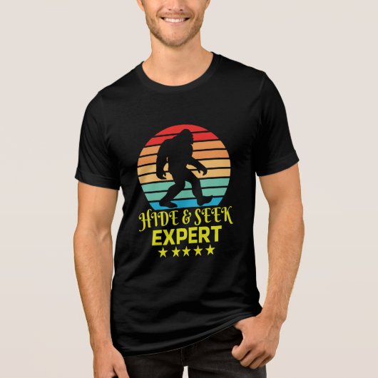 Hide and Seek Experte Bigfoot Funny Tri-Blend Shirt (Vorderseite)