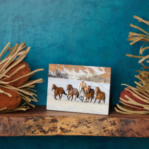 Hideout Horse Ranch, Pferdehüter und Pferde Fotoplatte