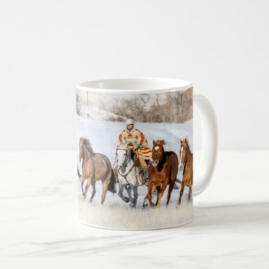 Hideout Horse Ranch, Wrangler und Pferde Kaffeetasse (VorderseiteRechts)