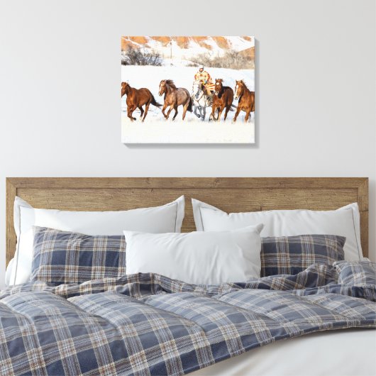Hideout Horse Ranch, Wrangler und Pferde Leinwanddruck (Insitu (Schlafzimmer))