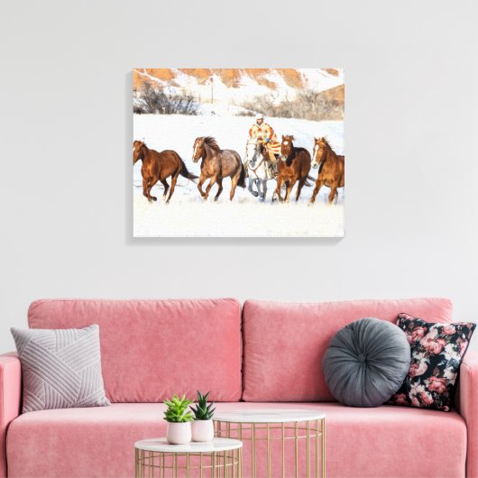 Hideout Horse Ranch, Wrangler und Pferde Leinwanddruck (Insitu (Wohnzimmer))