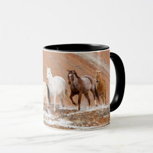 Hideout Ranch with Small Herd of Horses in Snow Tasse