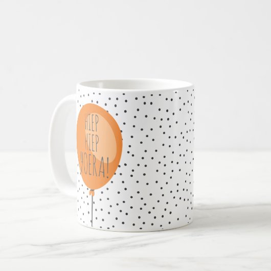 Hiep Hiep Hoera Orange Balloon Dutch Birthday Gift Kaffeetasse (Vorderseite Links)