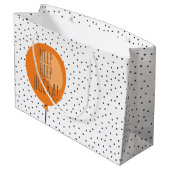 Hiep Hiep Hoera Orange Balloon Dutch Birthday Große Geschenktüte (Rückseite Schrägansicht)