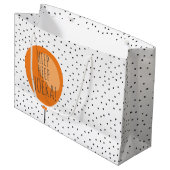 Hiep Hiep Hoera Orange Balloon Dutch Birthday Große Geschenktüte (Vorderseite Schrägansicht)