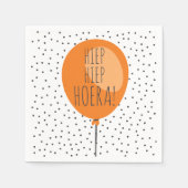 Hiep Hiep Hoera Orange Balloon Dutch Birthday Serviette (Vorderseite)