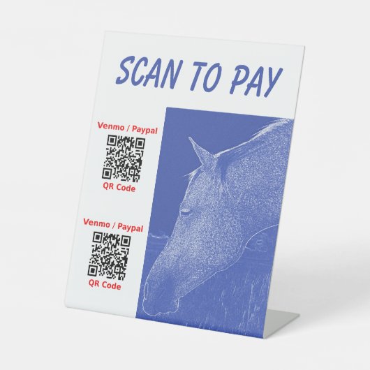 Hier 2 QR Codes - Pedestzeichen für Business Scan Sockelschild (Vorderseite)