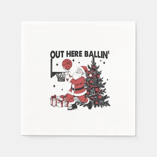 Hier Basketball Sport Weihnachten Weihnachten Serviette (Vorderseite)