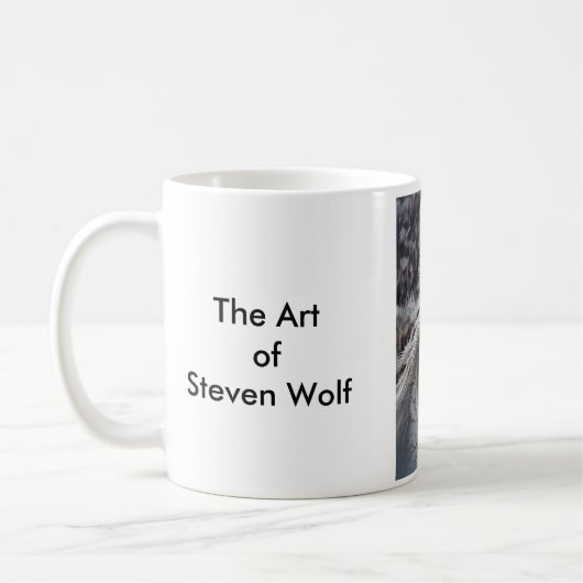 "Hier betrachtet Sie", die Kunst von Steven-Wolf Kaffeetasse (Links)