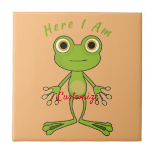 Hier bin ich niedlich Frosch Thunder_Cove Fliese