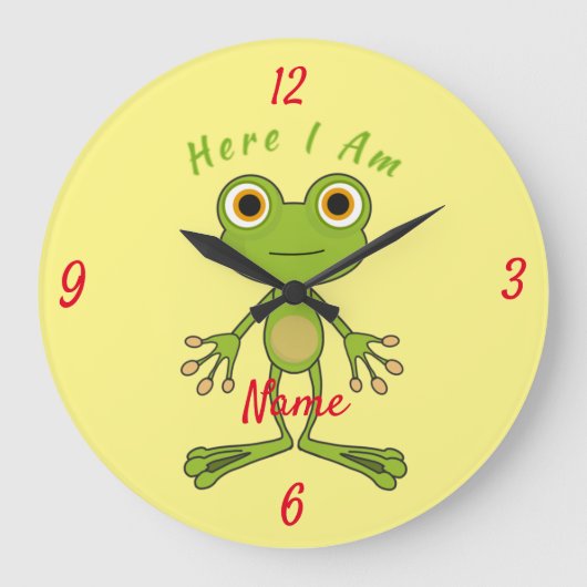 Hier bin ich niedlich Frosch Thunder_Cove Große Wanduhr (Vorderseite)