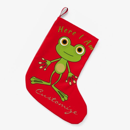 Hier bin ich niedlich Frosch Thunder_Cove Kleiner Weihnachtsstrumpf (Vorderansicht (hängend))