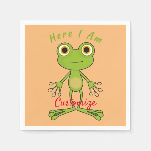 Hier bin ich niedlich Frosch Thunder_Cove Serviette (Vorderseite)