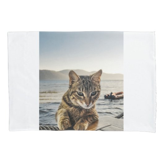 "Hier bin ich" sage die Katze Kissenbezug (Vorderseite)