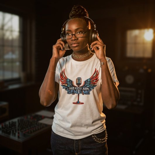 Hier bin ich, schicke mich. Tri-Blend shirt