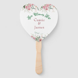 Hier blüht Liebe Rosa florales Herz-Hochzeit Fächer